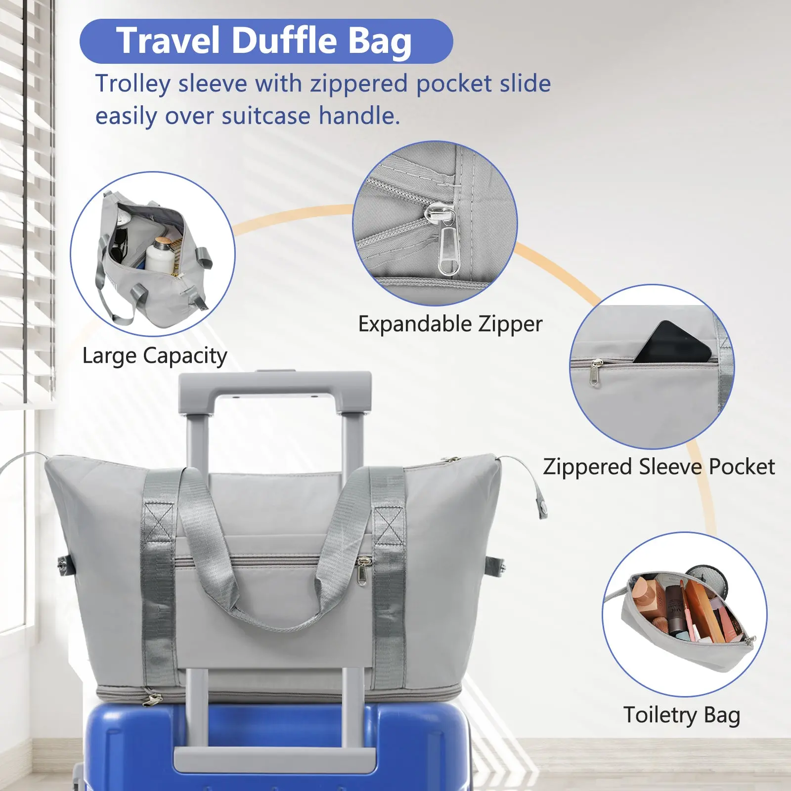 20 Inch Carry-On 3-Piece Hardshell ABS Luggage Set with Spinner Wheels for Travel – Image 4