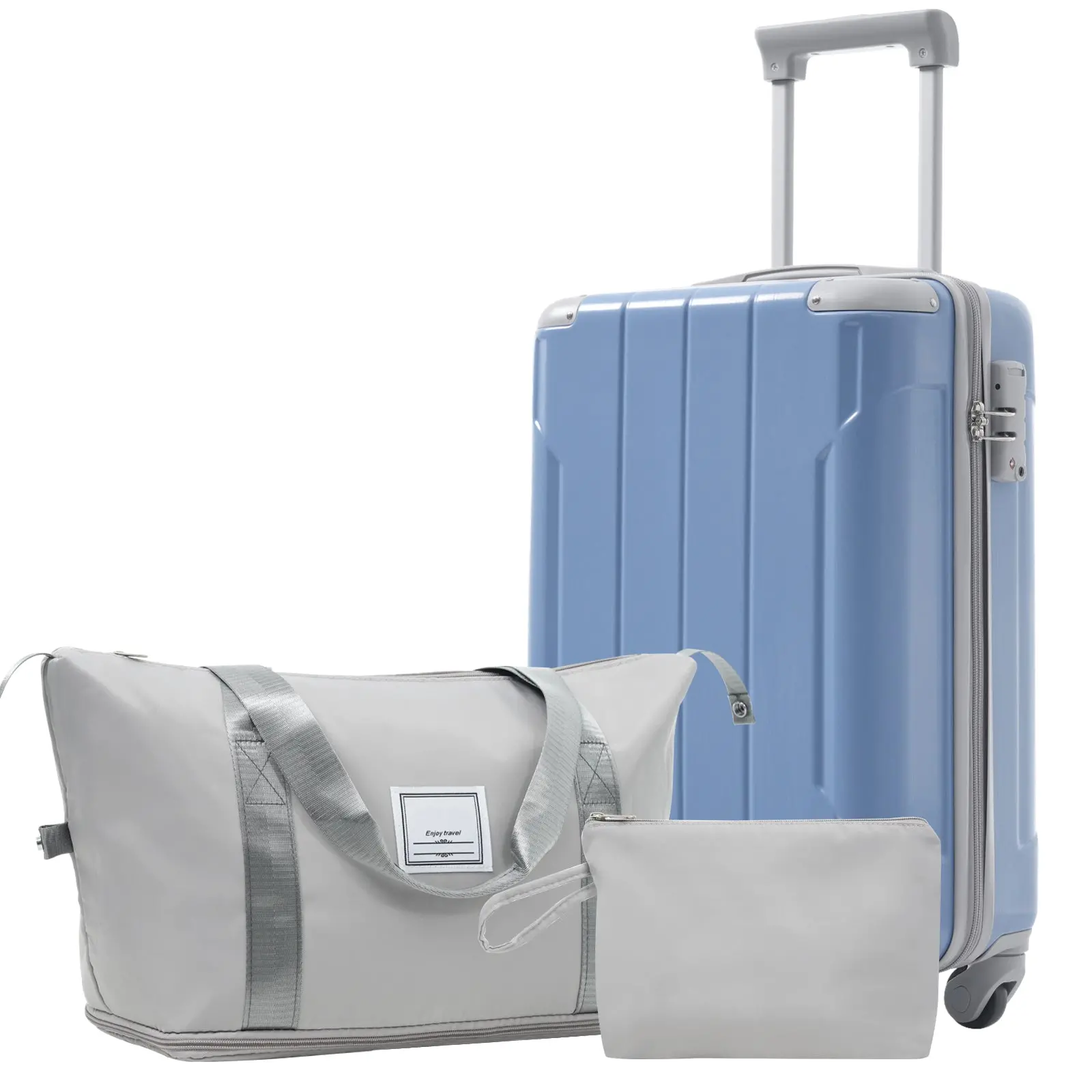 20 Inch Carry-On 3-Piece Hardshell ABS Luggage Set with Spinner Wheels for Travel – Image 12