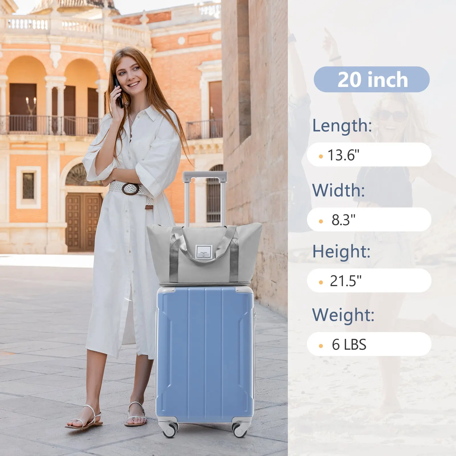 20 Inch Carry-On 3-Piece Hardshell ABS Luggage Set with Spinner Wheels for Travel – Image 17