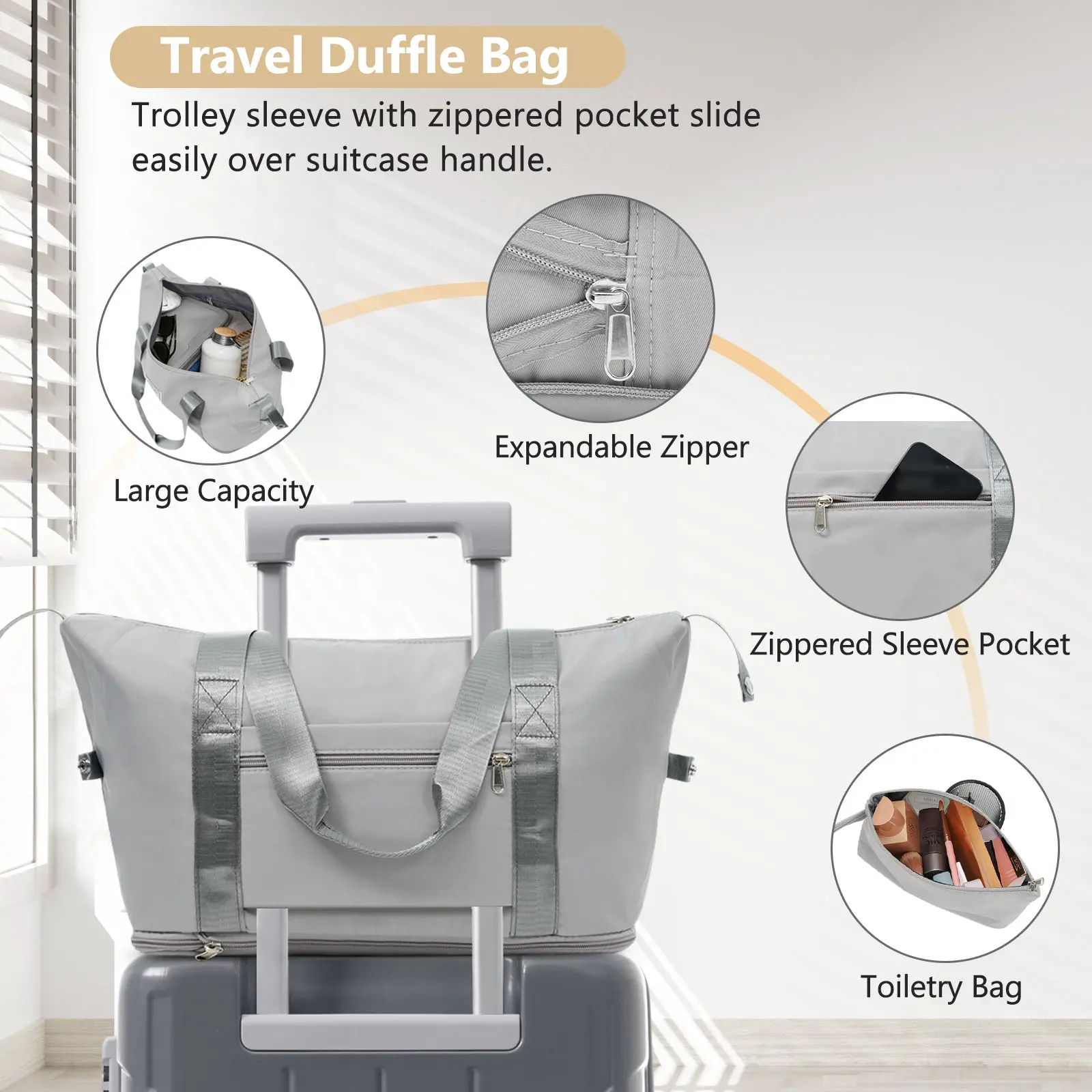 20 Inch Carry-On 3-Piece Hardshell ABS Luggage Set with Spinner Wheels for Travel – Image 24