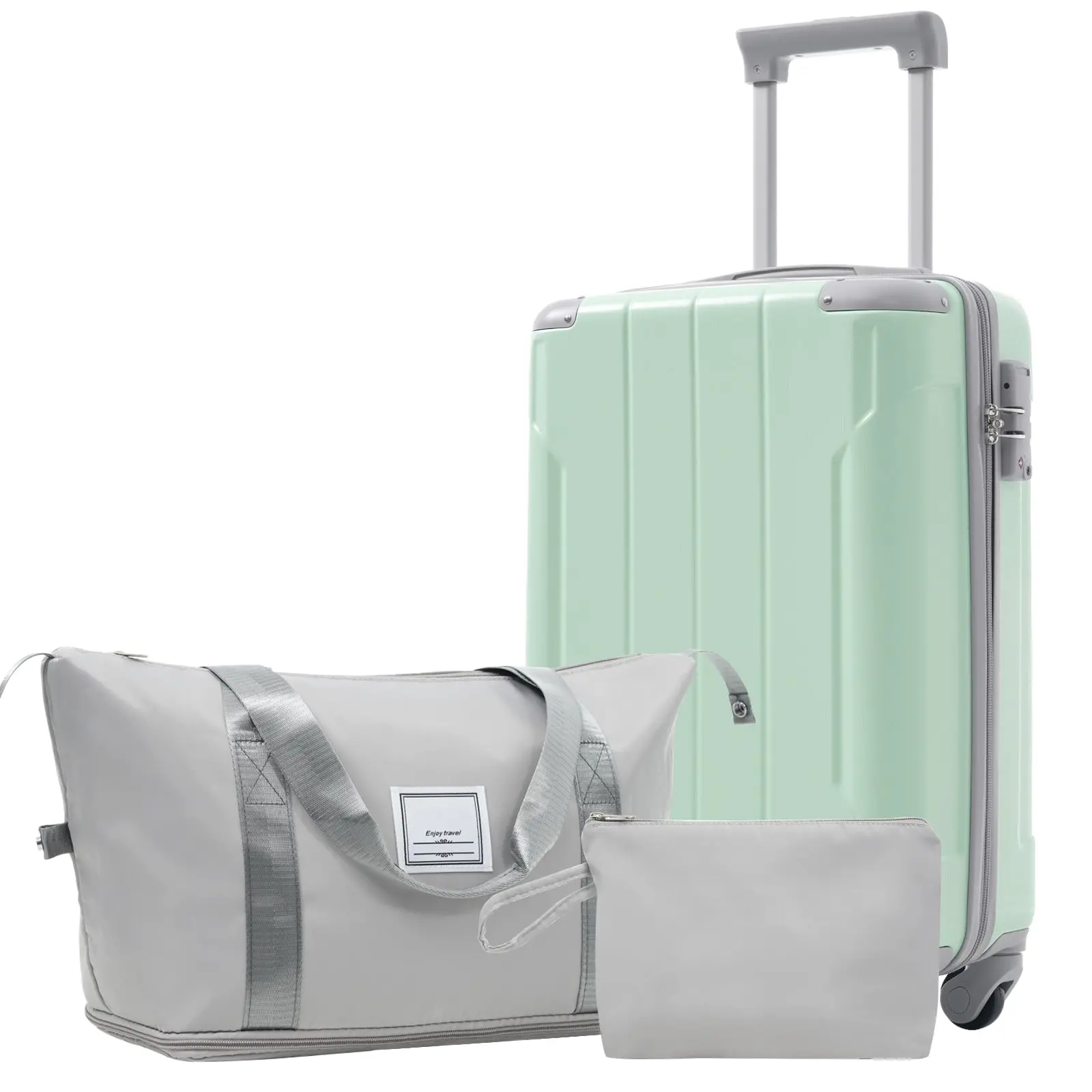 20 Inch Carry-On 3-Piece Hardshell ABS Luggage Set with Spinner Wheels for Travel – Image 32