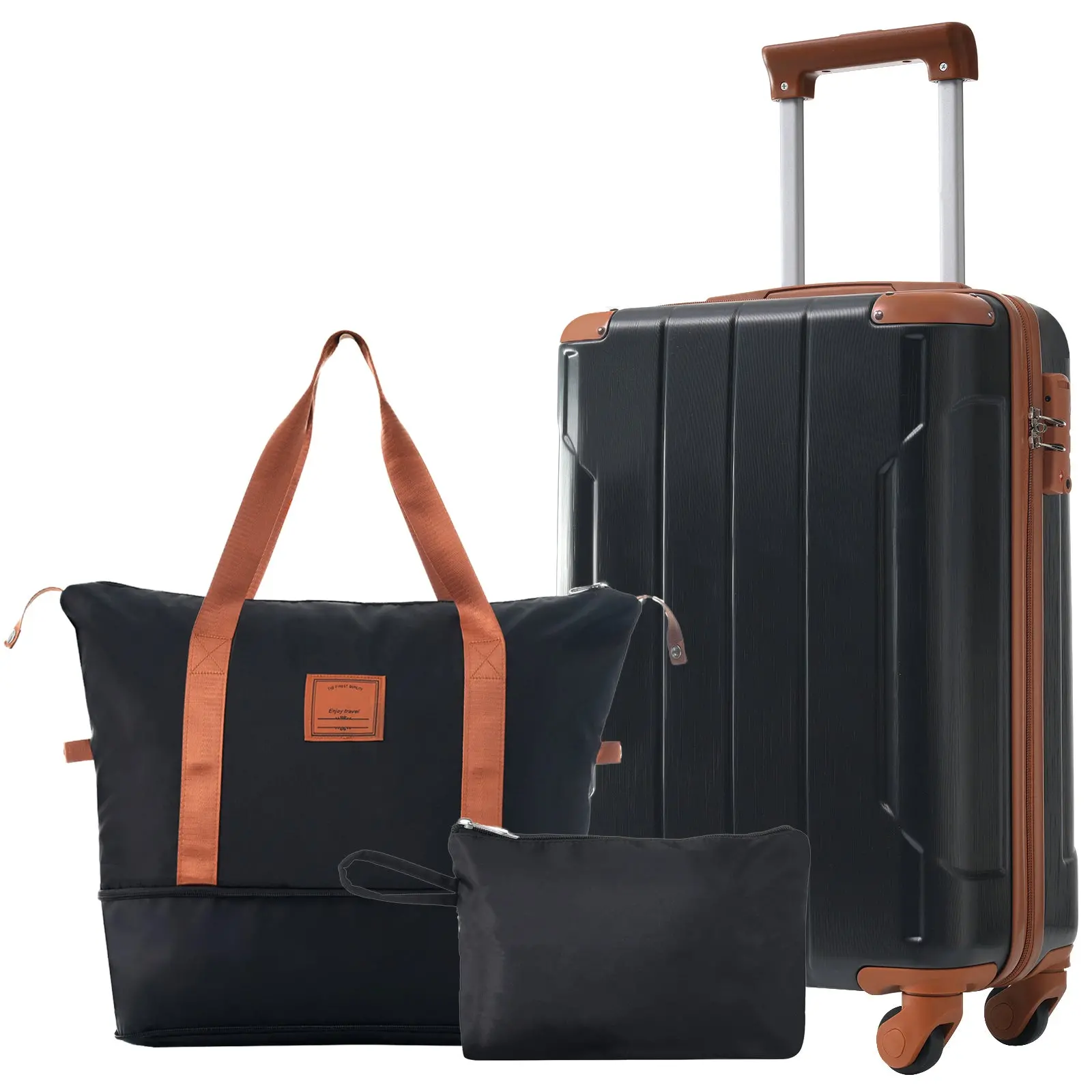 20 Inch Carry-On 3-Piece Hardshell ABS Luggage Set with Spinner Wheels for Travel – Image 42
