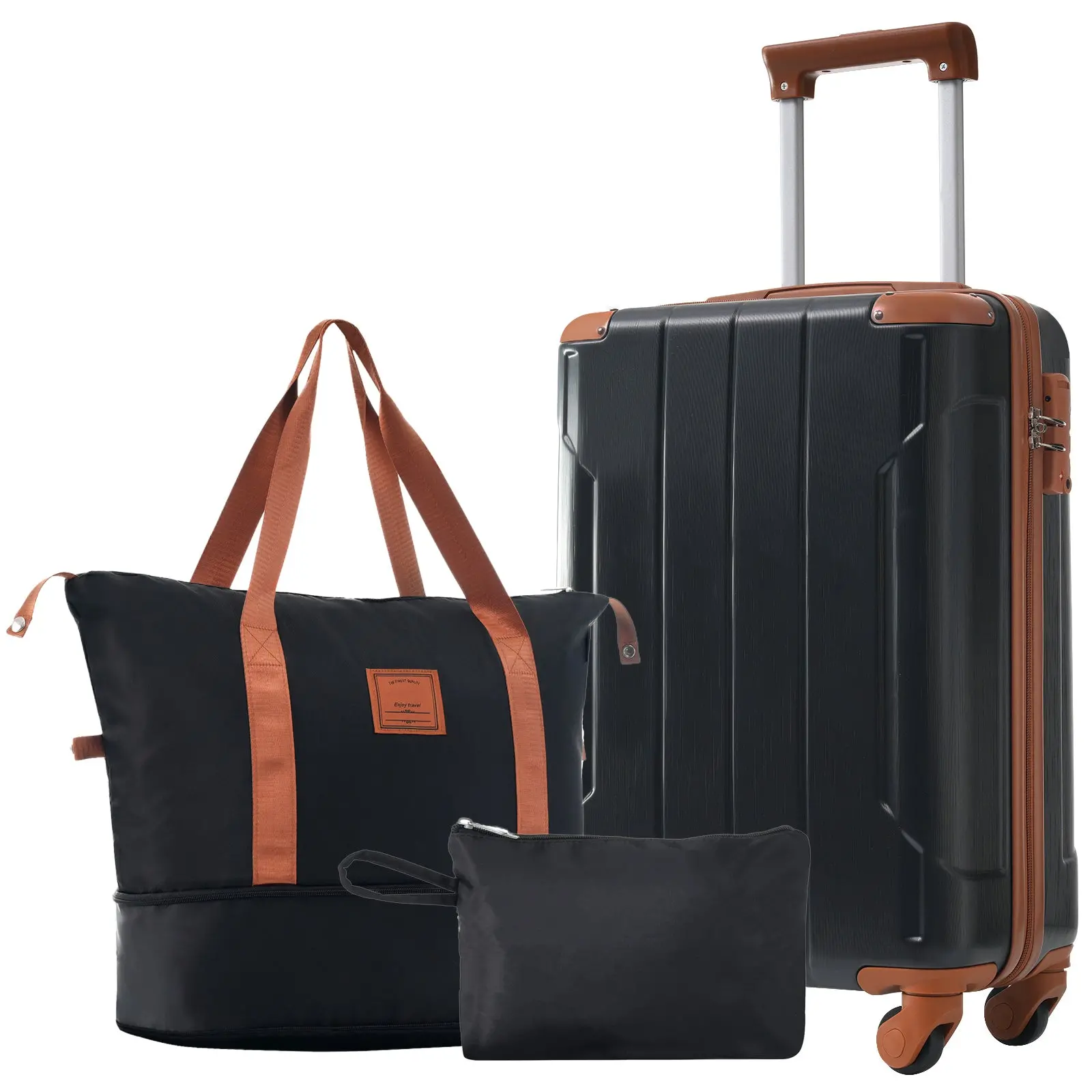 20 Inch Carry-On 3-Piece Hardshell ABS Luggage Set with Spinner Wheels for Travel – Image 43