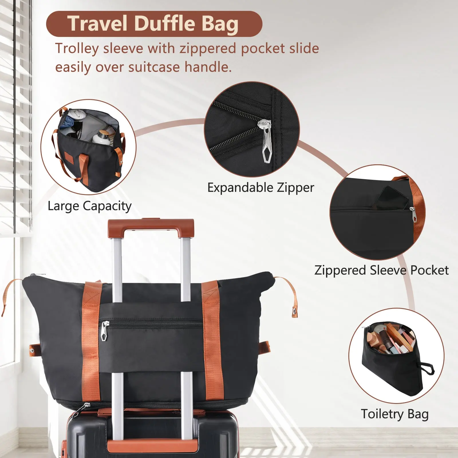20 Inch Carry-On 3-Piece Hardshell ABS Luggage Set with Spinner Wheels for Travel – Image 47