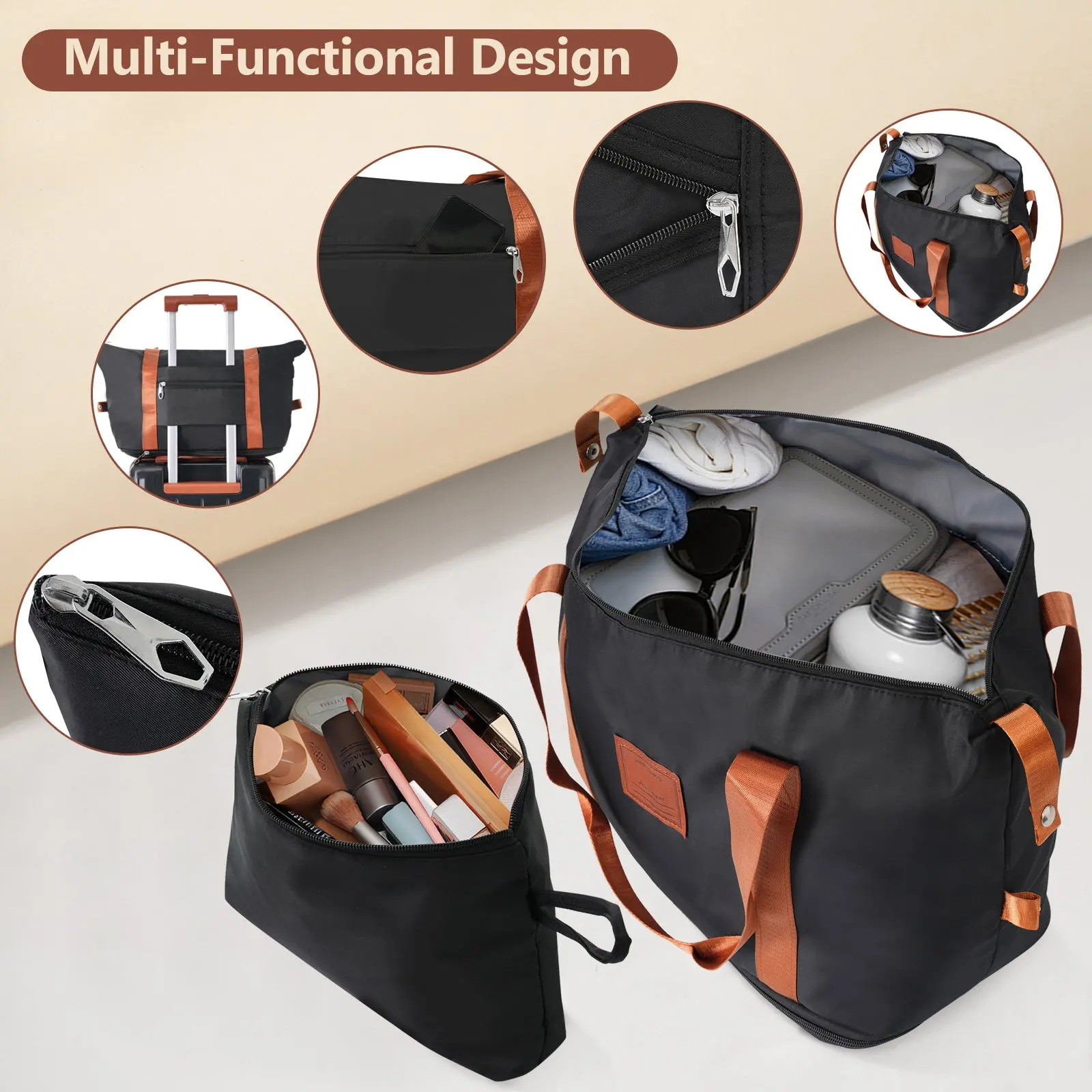 20 Inch Carry-On 3-Piece Hardshell ABS Luggage Set with Spinner Wheels for Travel – Image 48