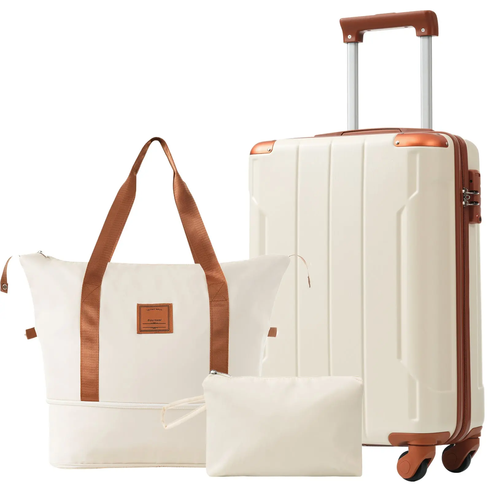20 Inch Carry-On 3-Piece Hardshell ABS Luggage Set with Spinner Wheels for Travel – Image 60