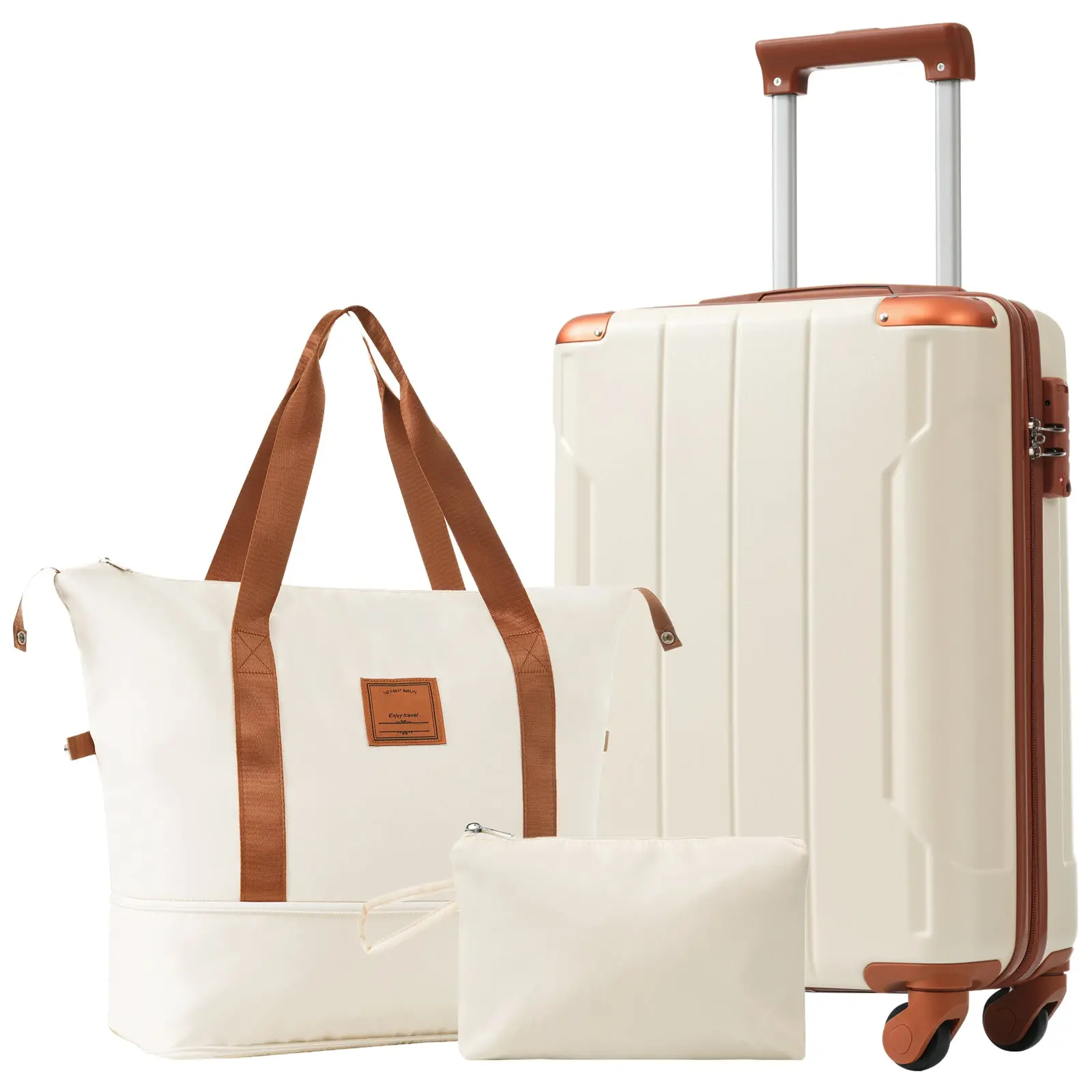 20 Inch Carry-On 3-Piece Hardshell ABS Luggage Set with Spinner Wheels for Travel – Image 61