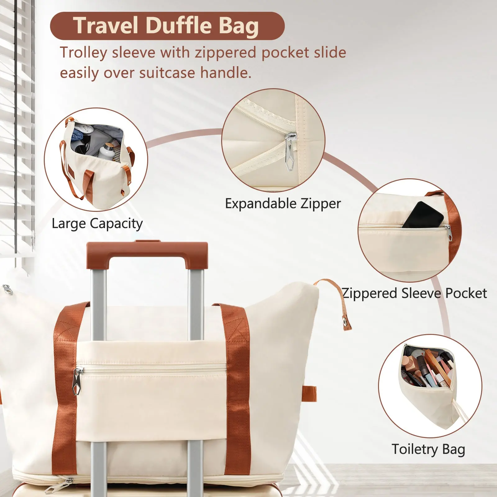 20 Inch Carry-On 3-Piece Hardshell ABS Luggage Set with Spinner Wheels for Travel – Image 65