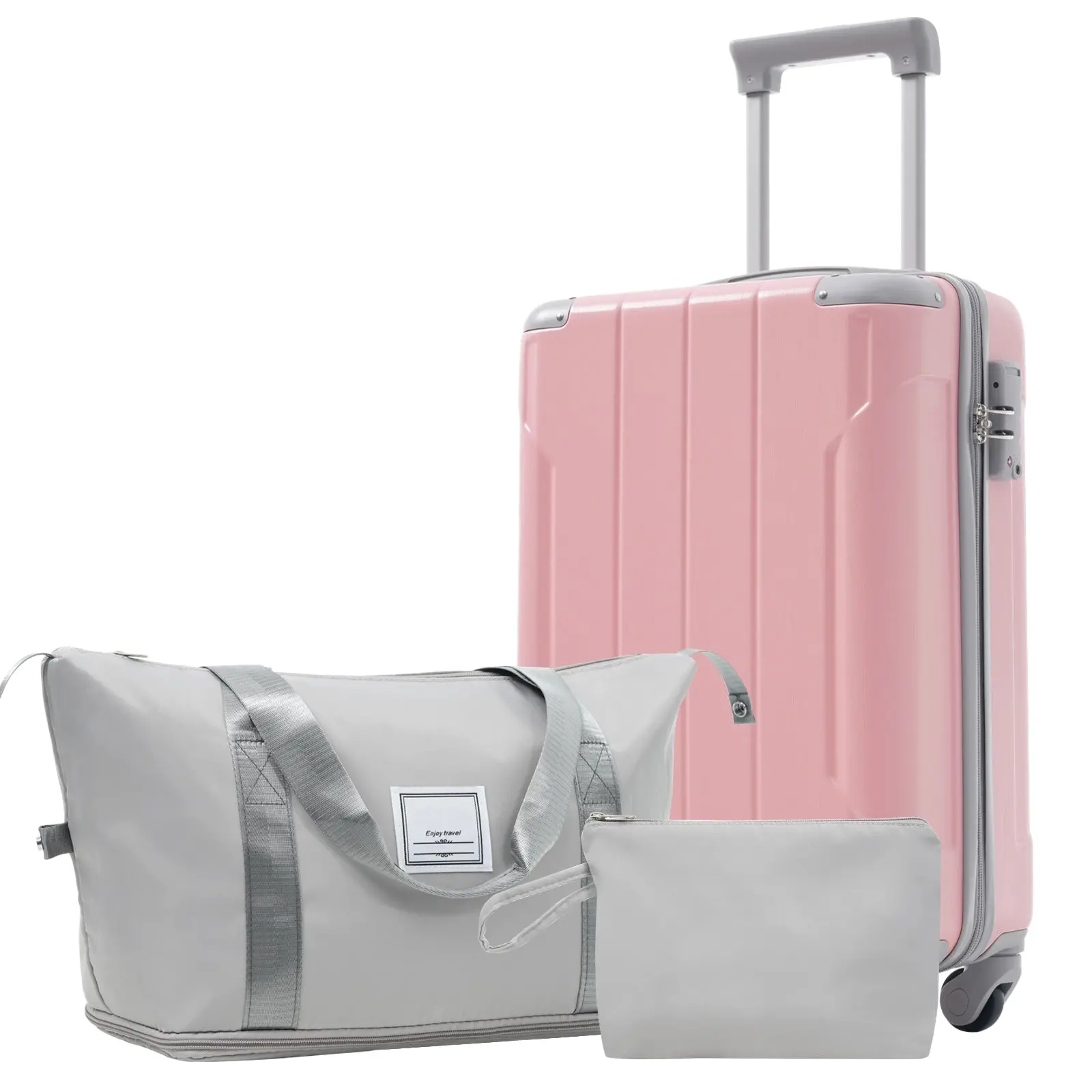 20 Inch Carry-On 3-Piece Hardshell ABS Luggage Set with Spinner Wheels for Travel – Image 76