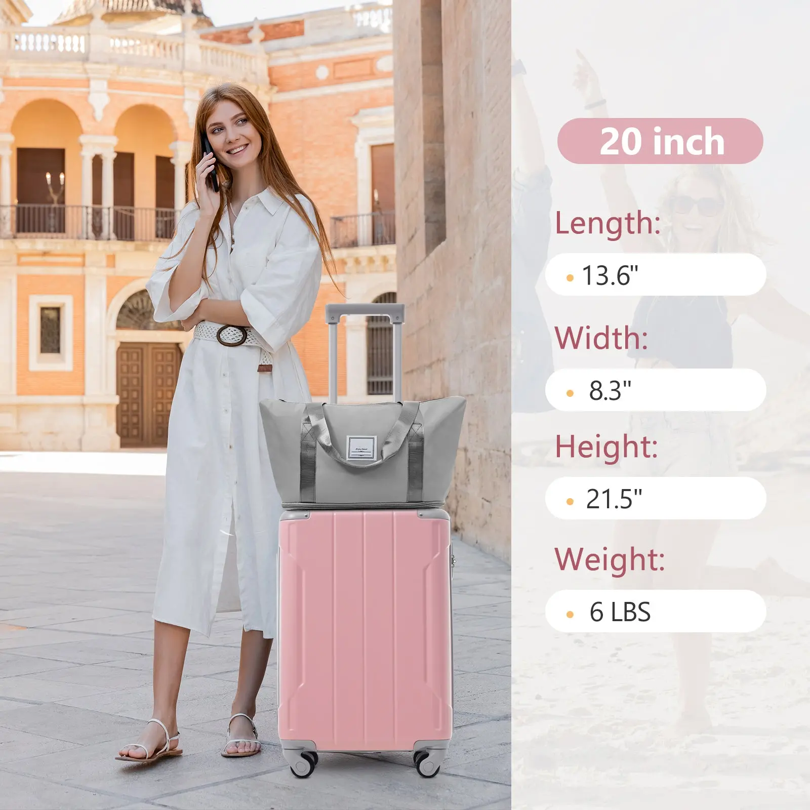 20 Inch Carry-On 3-Piece Hardshell ABS Luggage Set with Spinner Wheels for Travel – Image 81