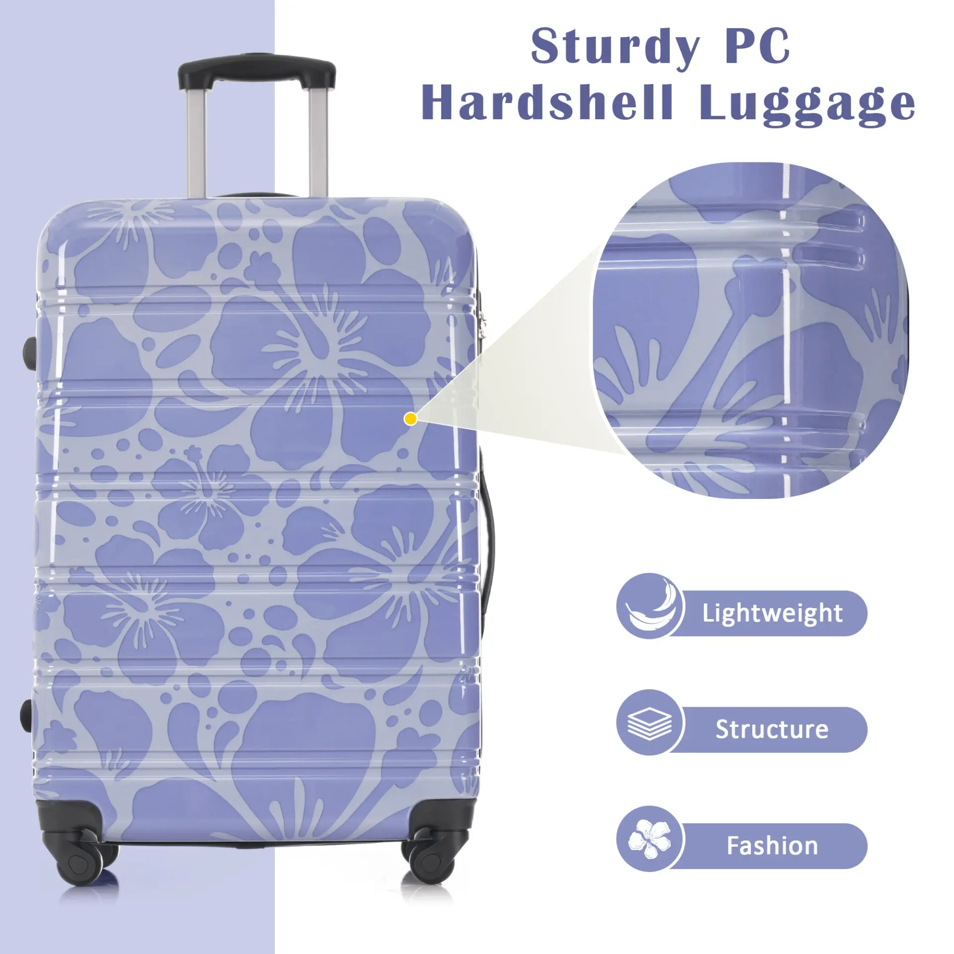 Hardshell 3-Piece Spinner Luggage Set with TSA Lock Lightweight Hardside Suitcases – Image 4
