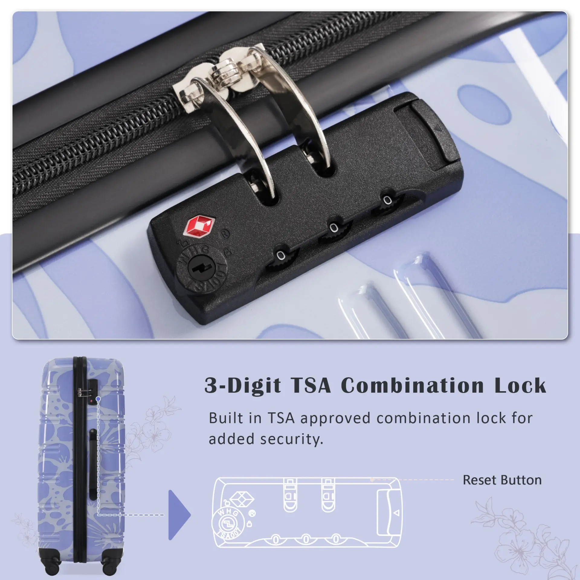 Hardshell 3-Piece Spinner Luggage Set with TSA Lock Lightweight Hardside Suitcases – Image 6