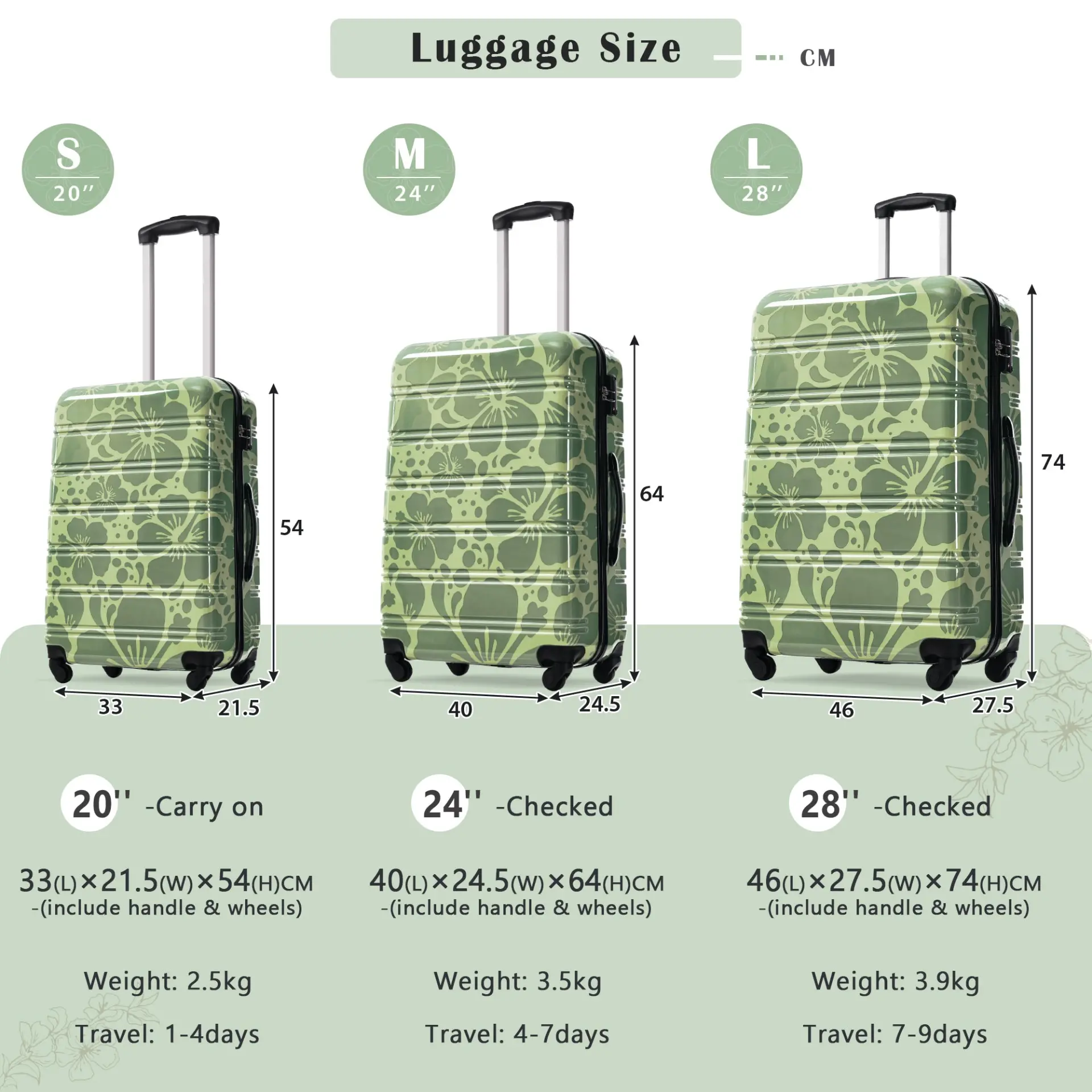 Hardshell 3-Piece Spinner Luggage Set with TSA Lock Lightweight Hardside Suitcases – Image 24