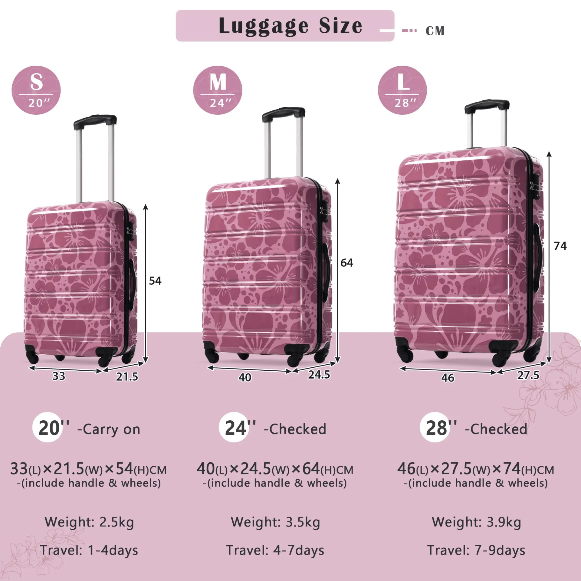 Hardshell 3-Piece Spinner Luggage Set with TSA Lock Lightweight Hardside Suitcases – Image 46