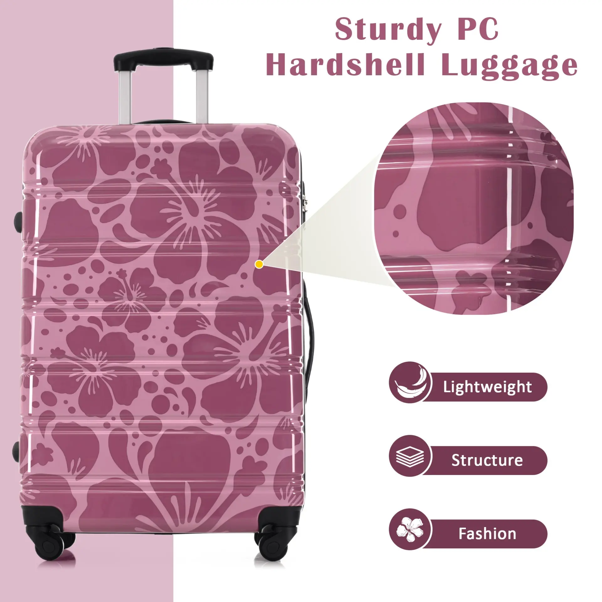 Hardshell 3-Piece Spinner Luggage Set with TSA Lock Lightweight Hardside Suitcases – Image 48