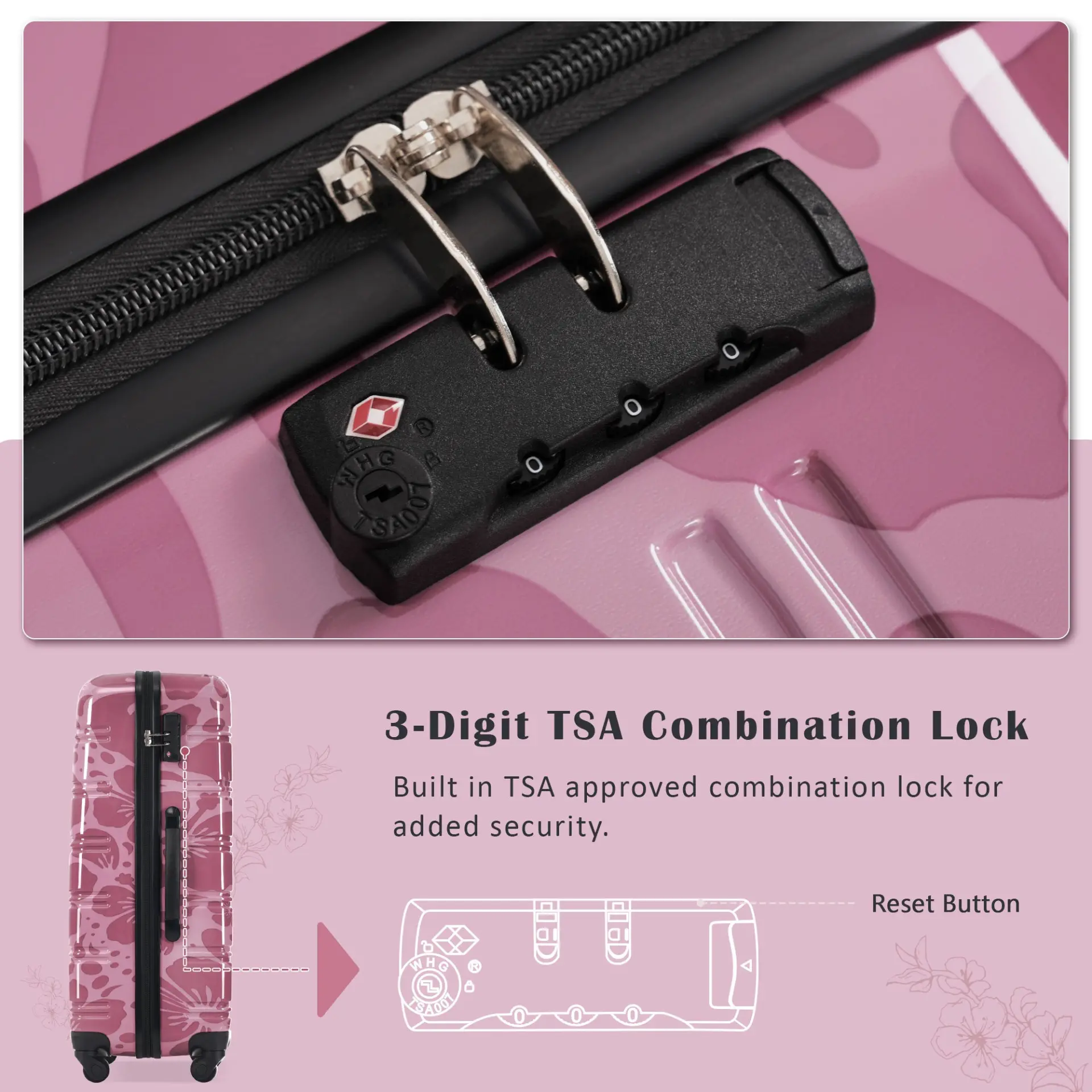 Hardshell 3-Piece Spinner Luggage Set with TSA Lock Lightweight Hardside Suitcases – Image 50
