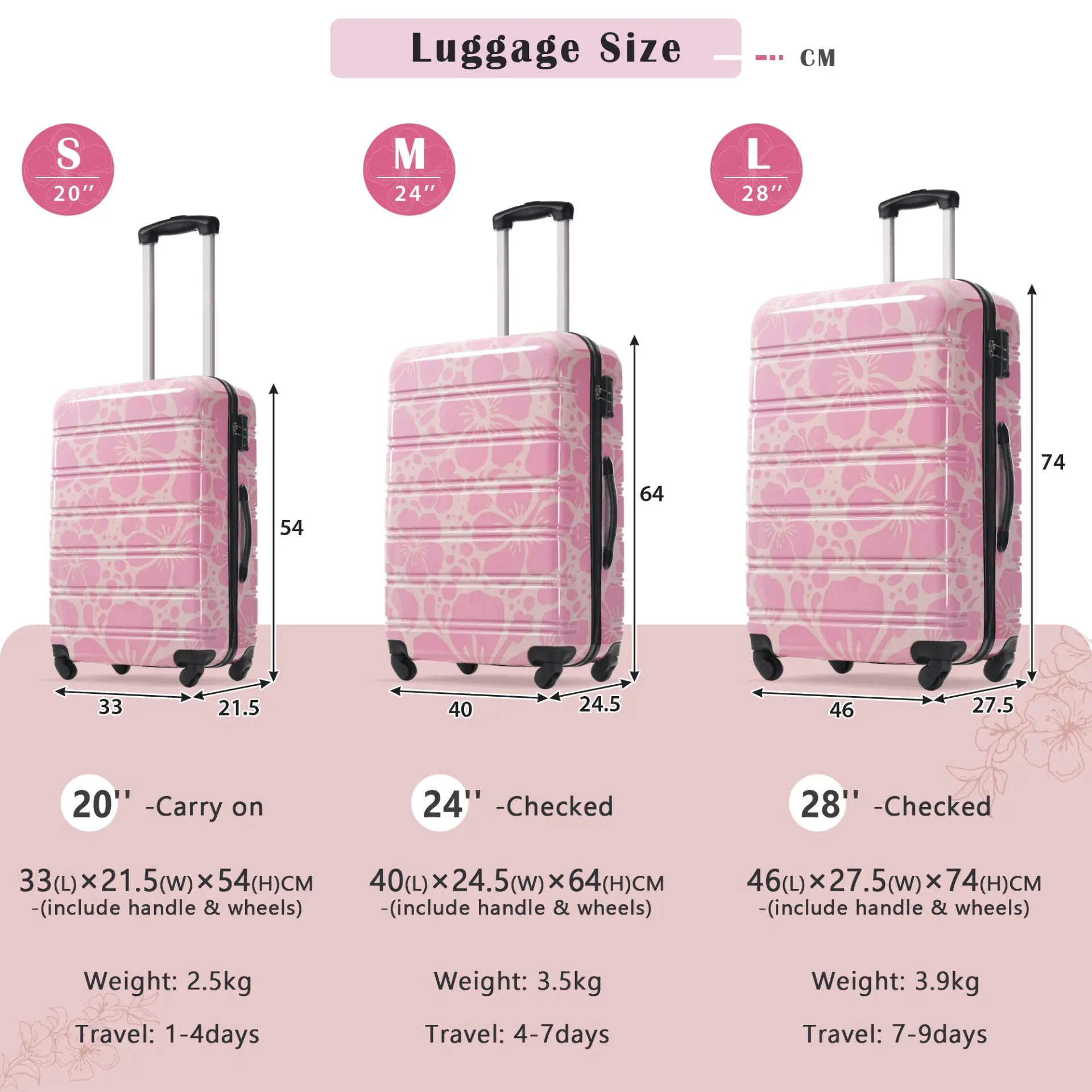 Hardshell 3-Piece Spinner Luggage Set with TSA Lock Lightweight Hardside Suitcases – Image 69
