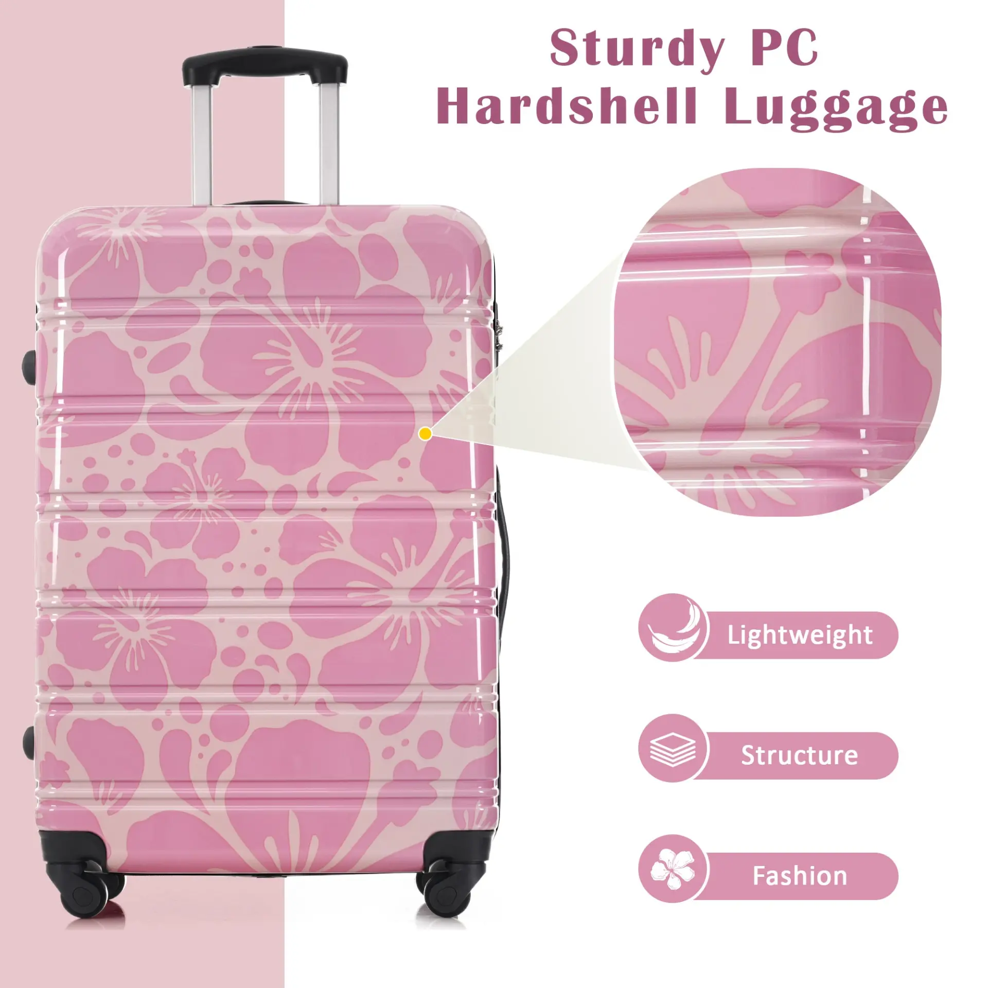 Hardshell 3-Piece Spinner Luggage Set with TSA Lock Lightweight Hardside Suitcases – Image 70