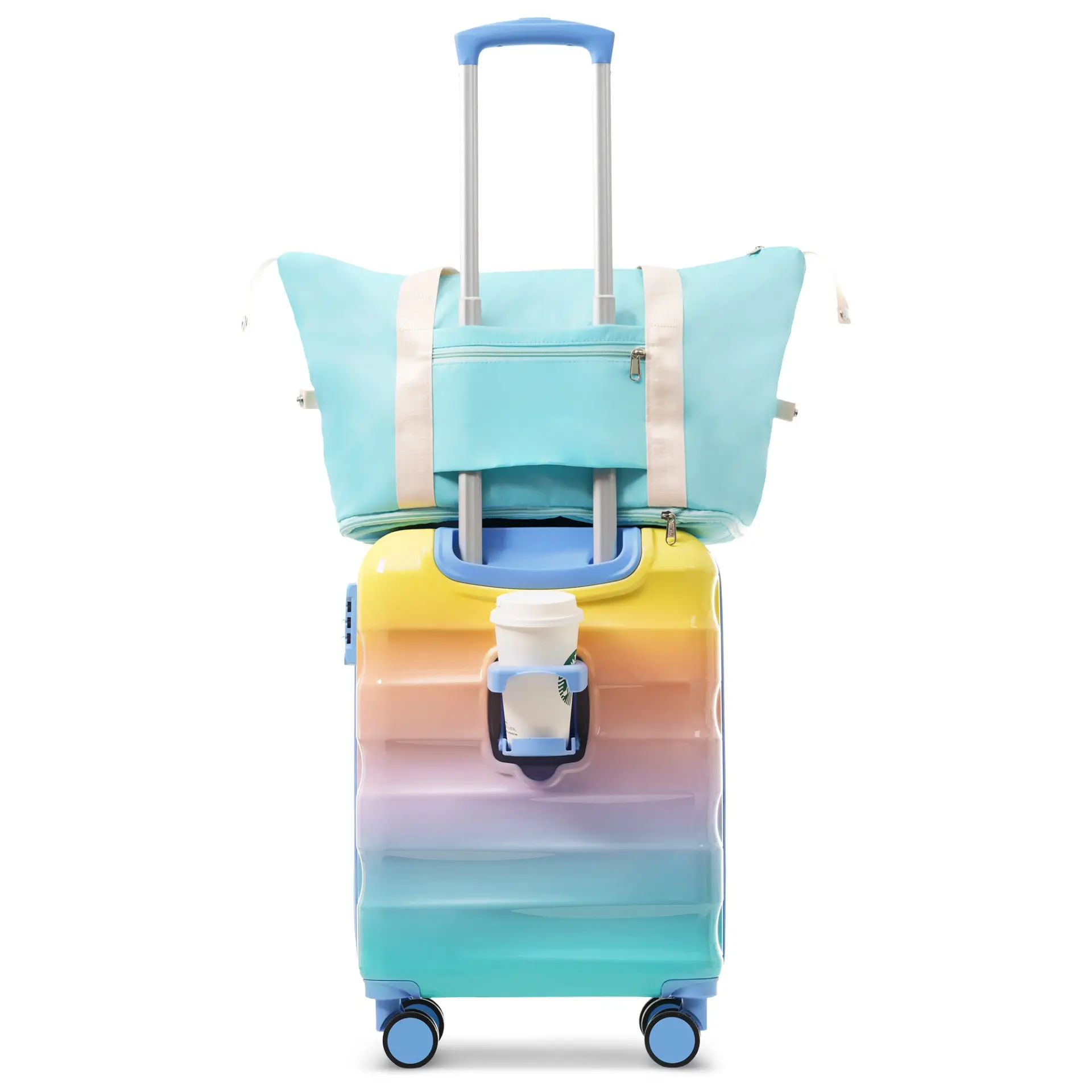 Carry-on Luggage with Cup Holder Lightweight Hardshell Spinner Suitcase with TSA Lock – Image 3