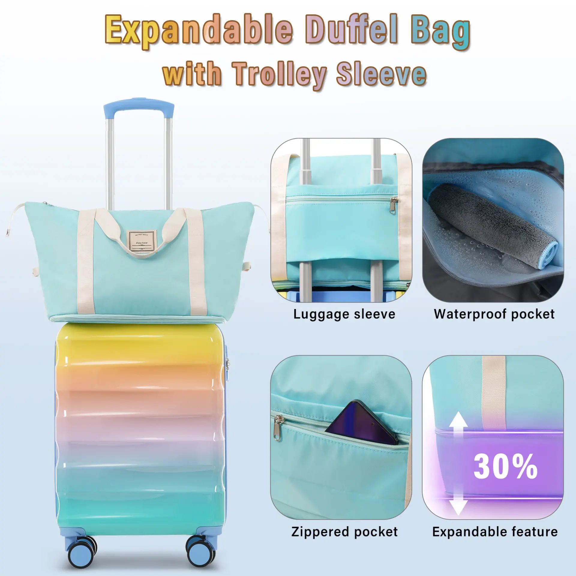 Carry-on Luggage with Cup Holder Lightweight Hardshell Spinner Suitcase with TSA Lock – Image 7