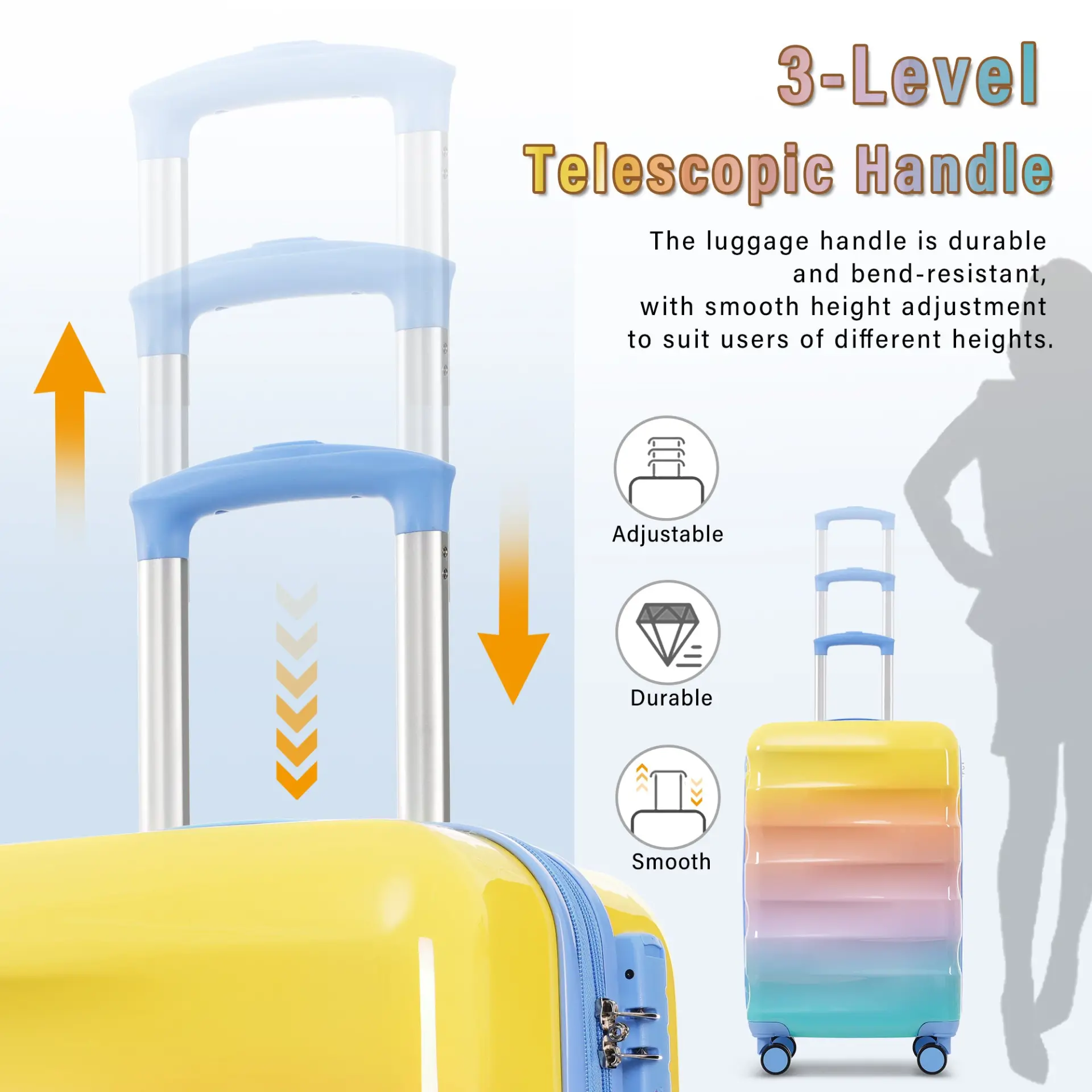 Carry-on Luggage with Cup Holder Lightweight Hardshell Spinner Suitcase with TSA Lock – Image 9