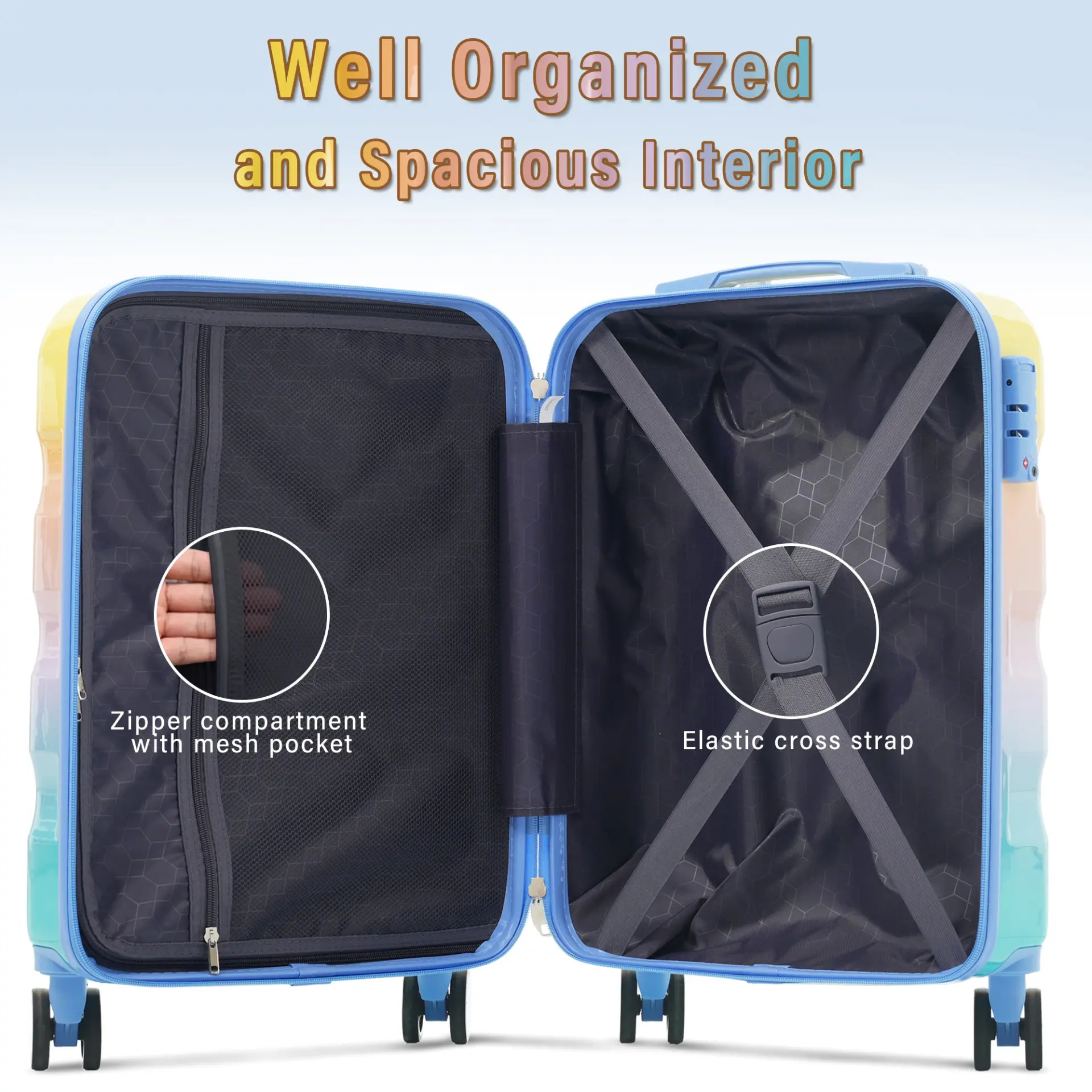 Carry-on Luggage with Cup Holder Lightweight Hardshell Spinner Suitcase with TSA Lock – Image 10