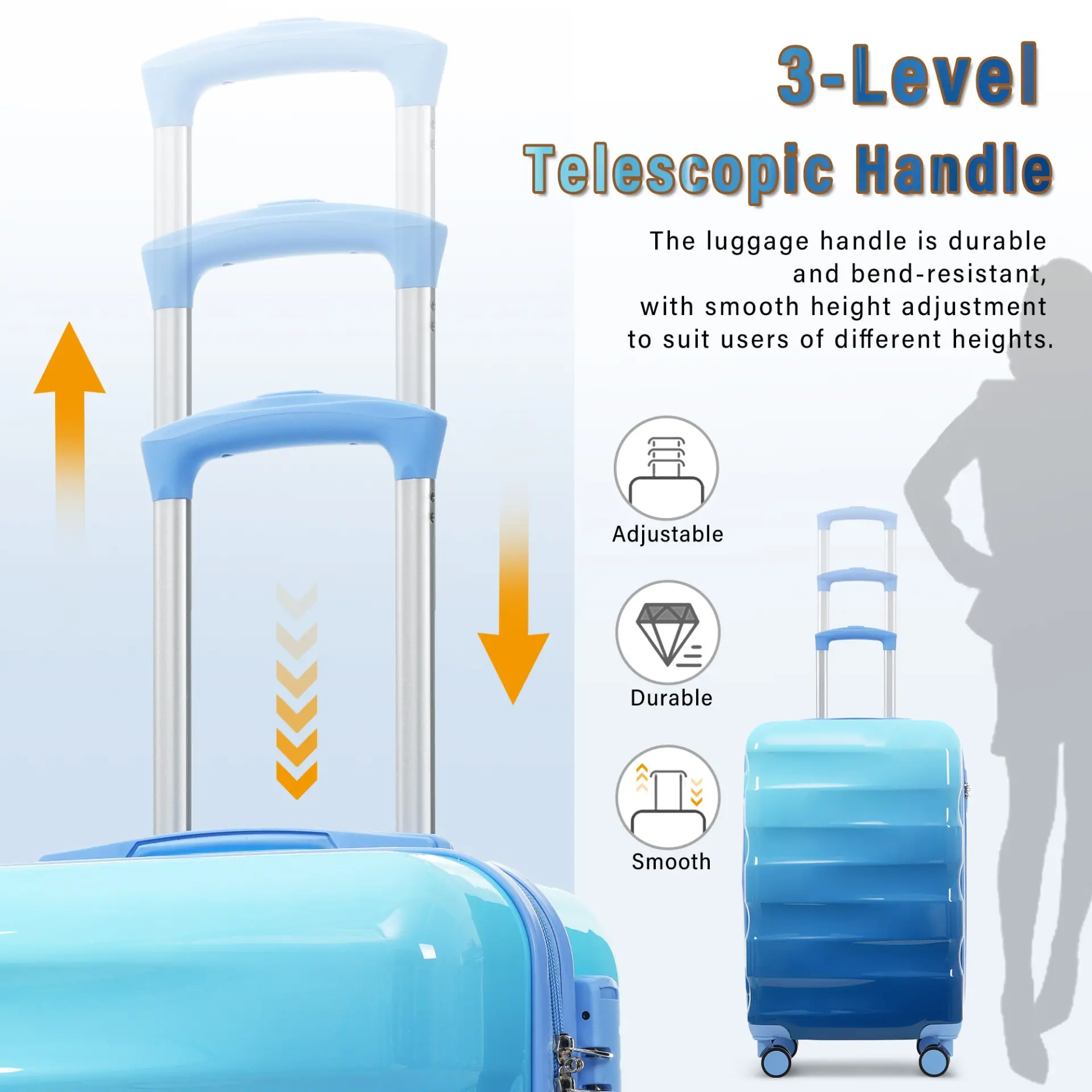 Carry-on Luggage with Cup Holder Lightweight Hardshell Spinner Suitcase with TSA Lock – Image 25