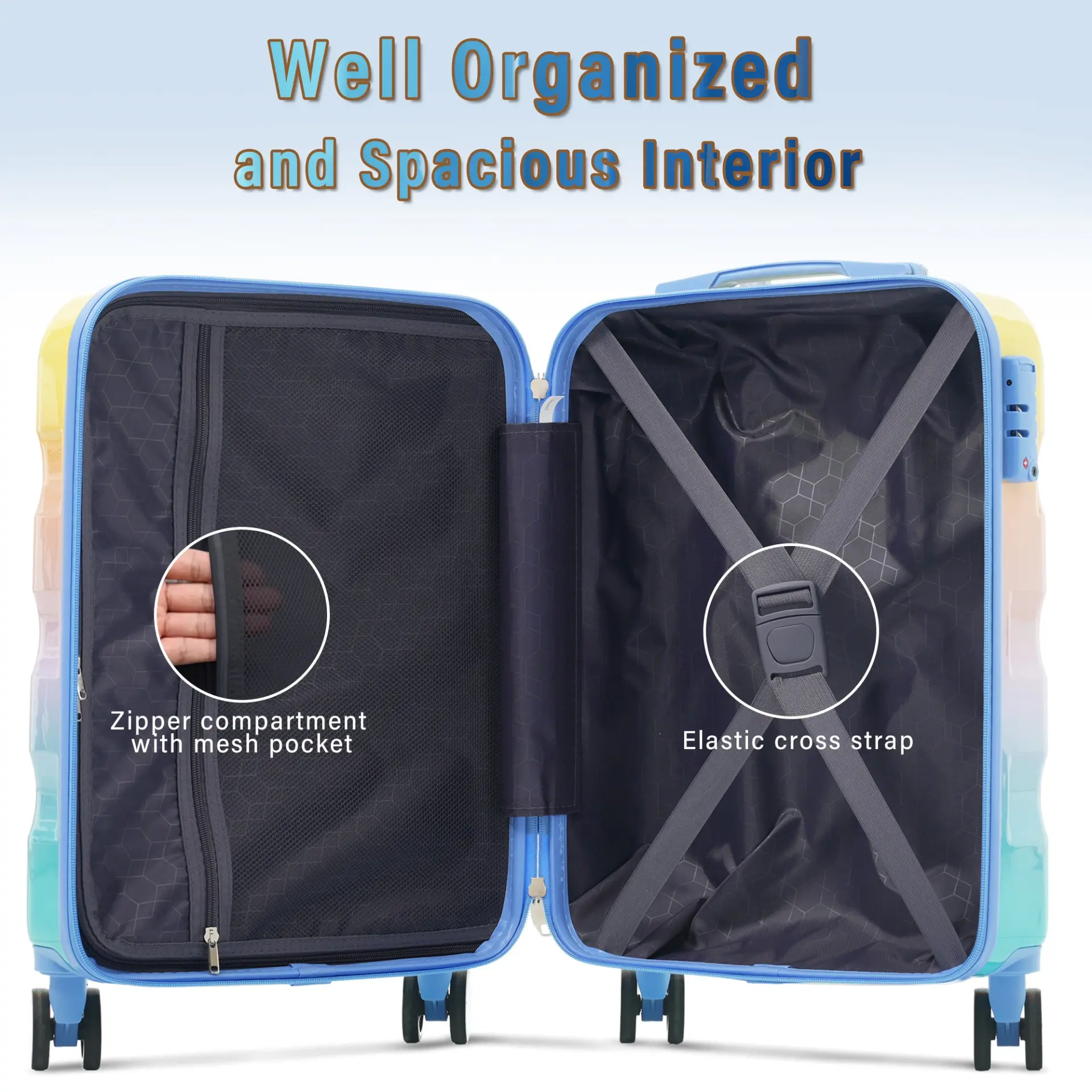 Carry-on Luggage with Cup Holder Lightweight Hardshell Spinner Suitcase with TSA Lock – Image 26