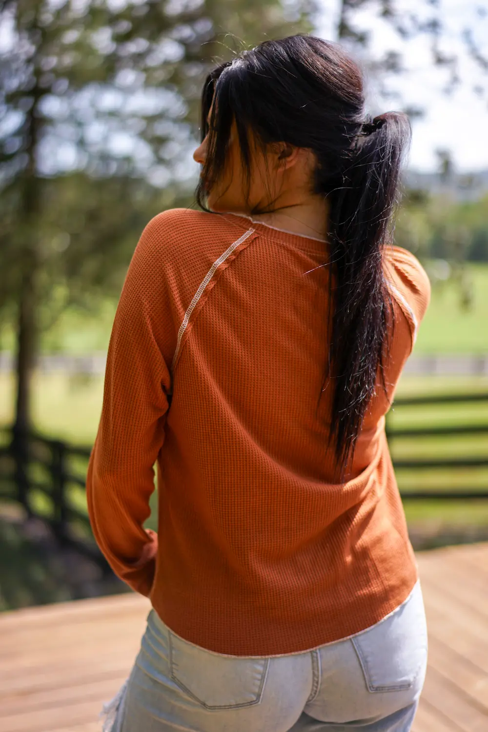 Cataleya Textured Round Neck Long Sleeve Top – Image 2