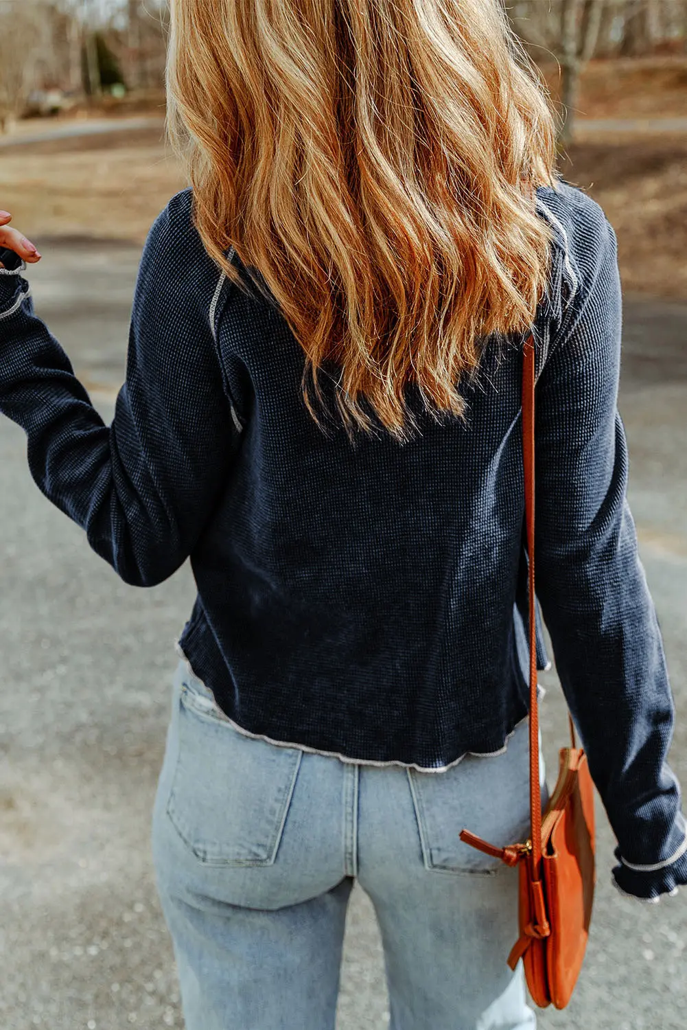 Cataleya Textured Round Neck Long Sleeve Top – Image 4