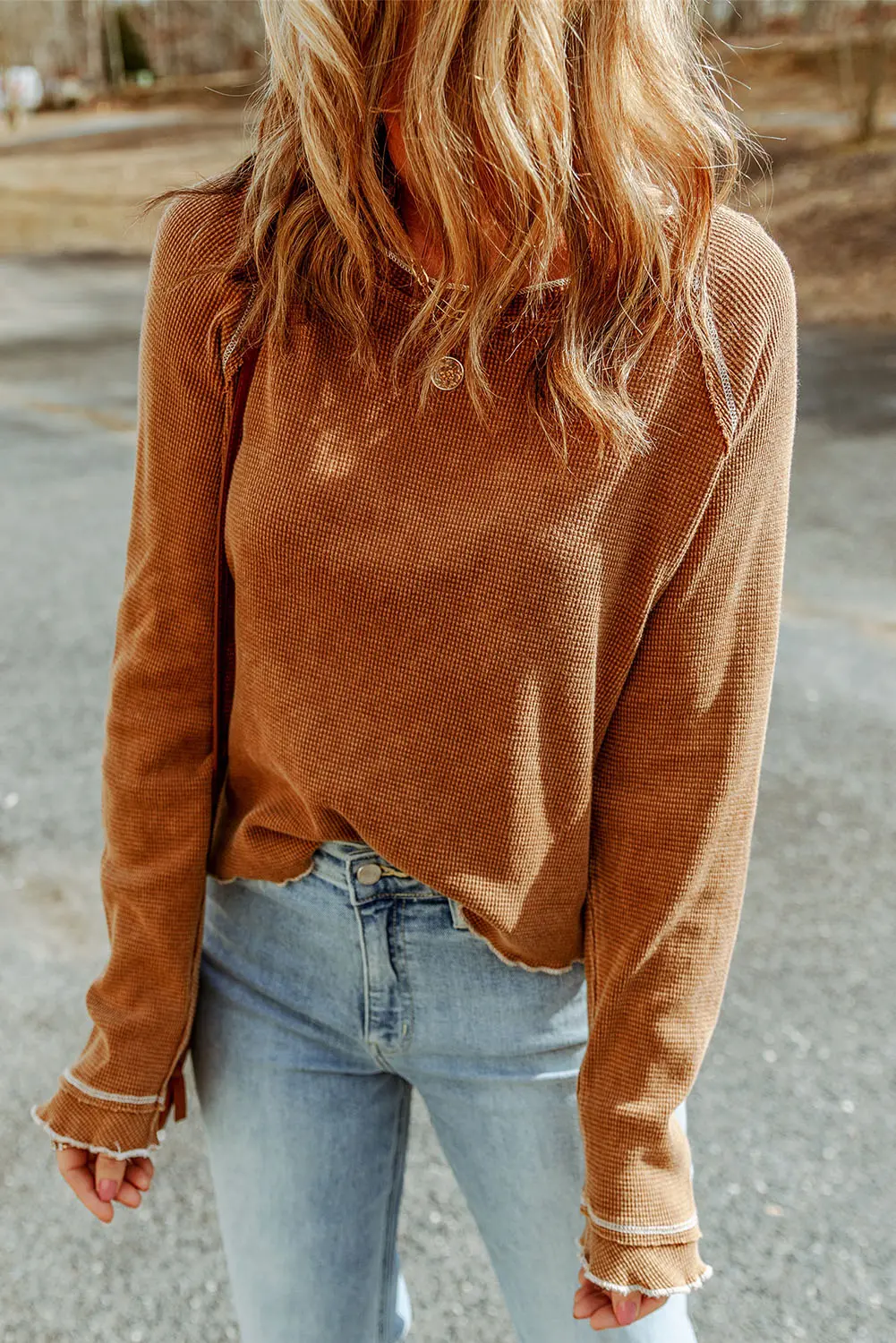 Cataleya Textured Round Neck Long Sleeve Top – Image 7