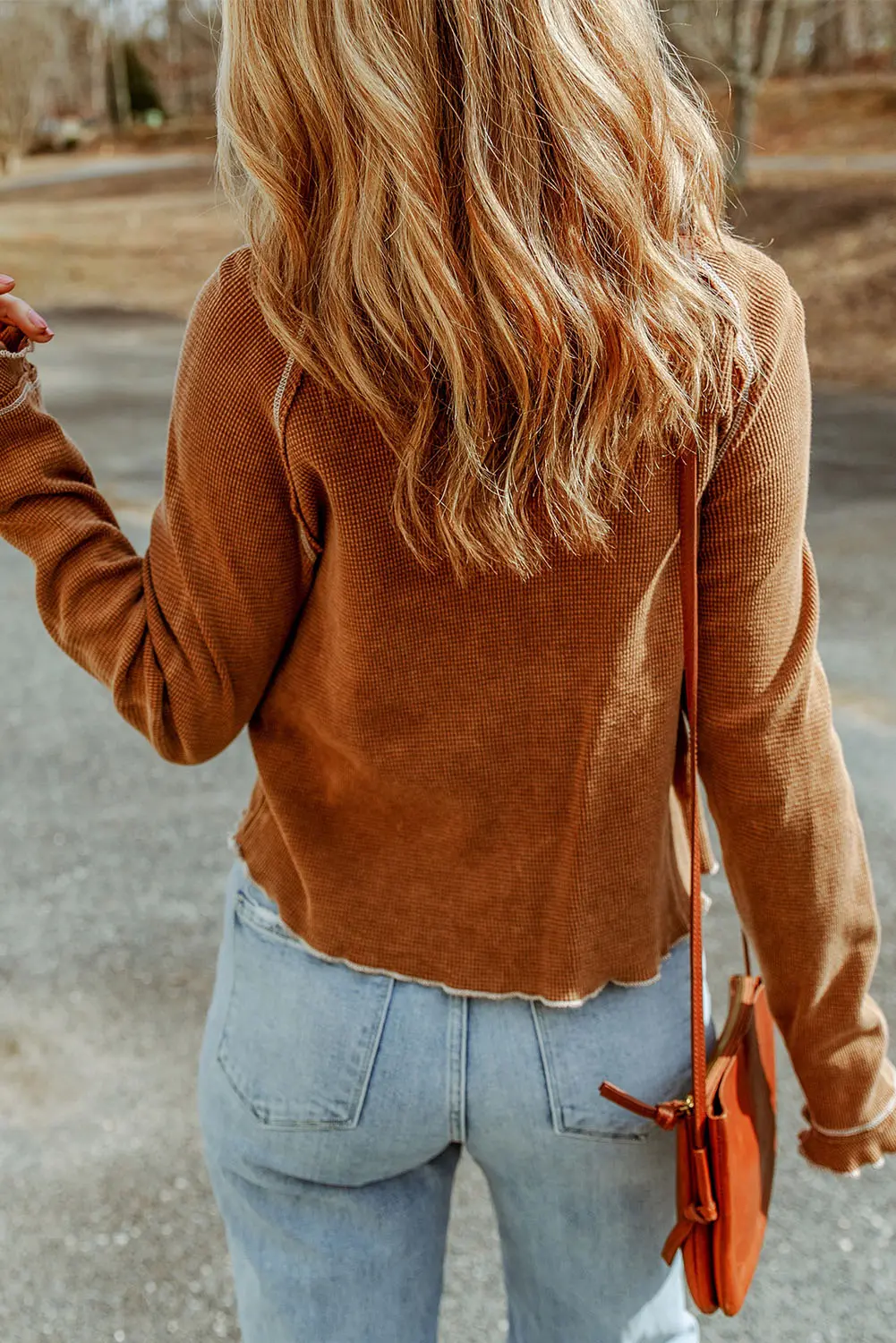 Cataleya Textured Round Neck Long Sleeve Top – Image 8
