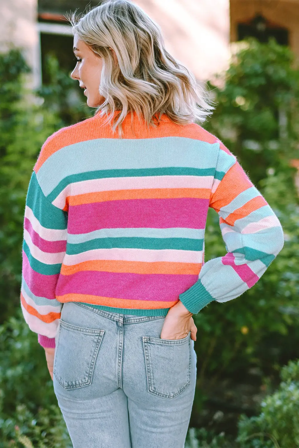 Ivy Knit Drop Shoulder Puff Sleeve Sweater – Image 2