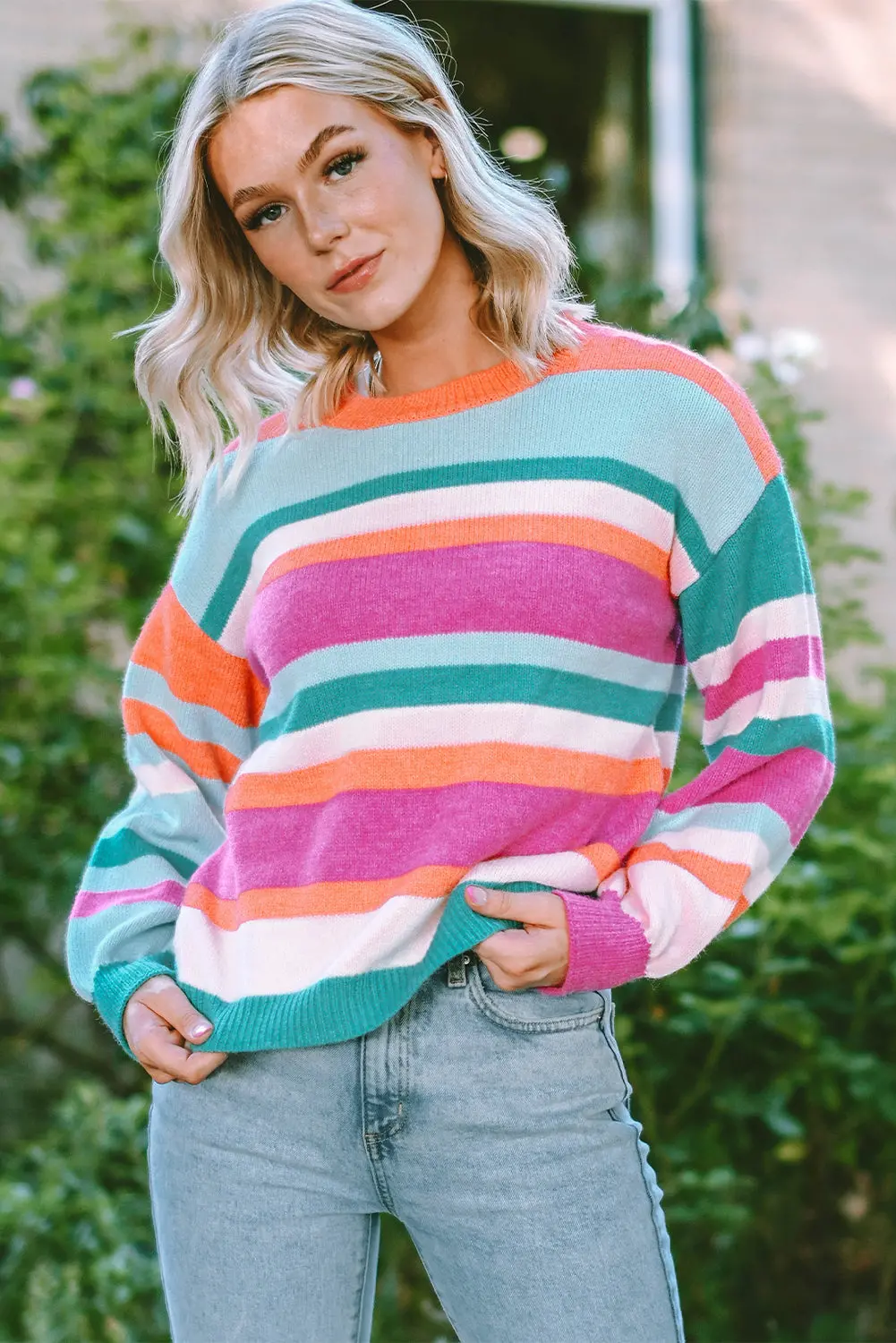 Ivy Knit Drop Shoulder Puff Sleeve Sweater – Image 4