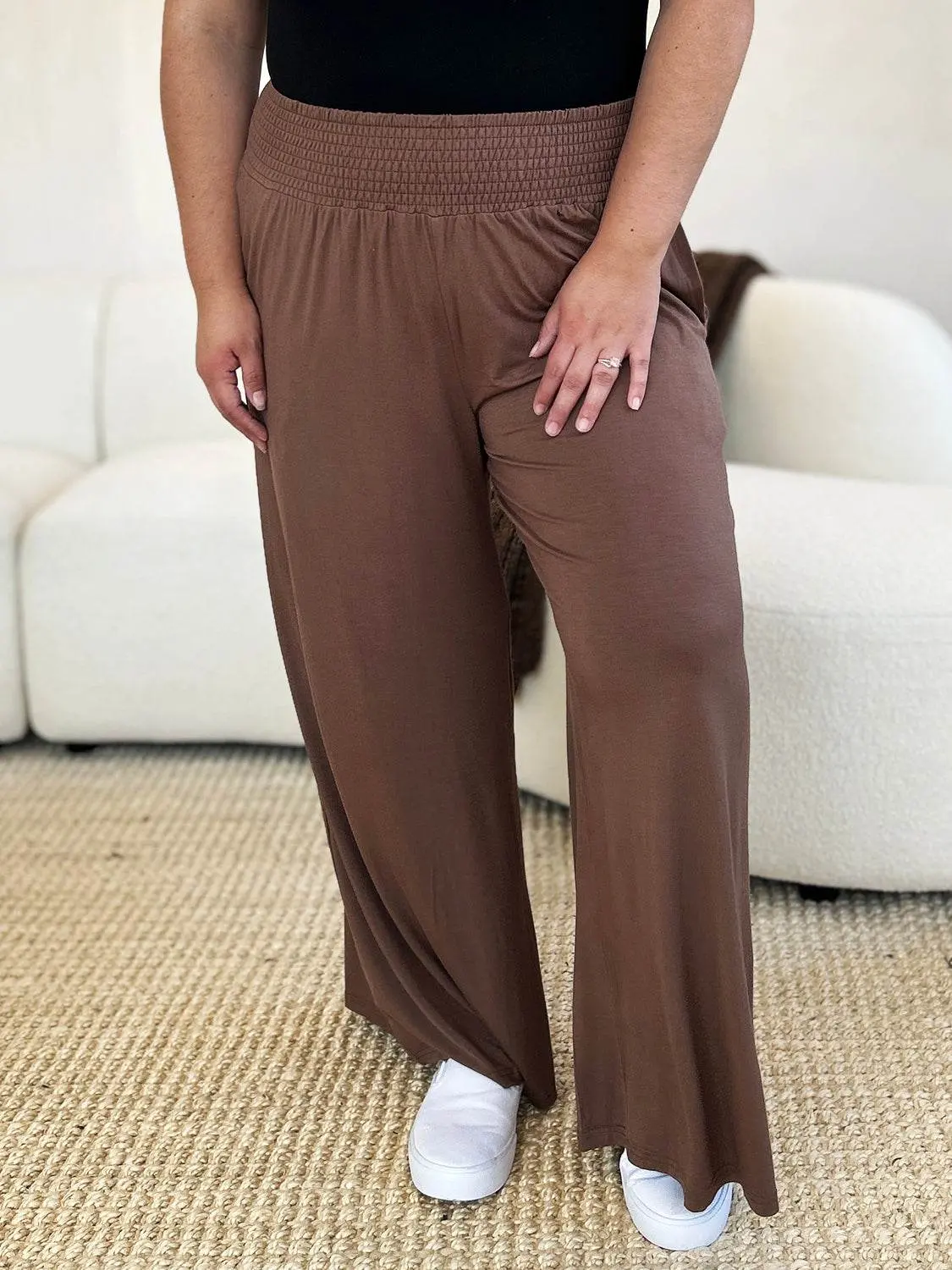Basic Bae Full Size Smocked Wide Waistband Wide Leg Pants – Image 13