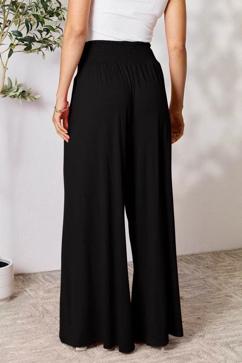 Basic Bae Full Size Smocked Wide Waistband Wide Leg Pants – Image 32